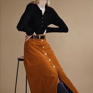 Zara  corduroy midi skirt